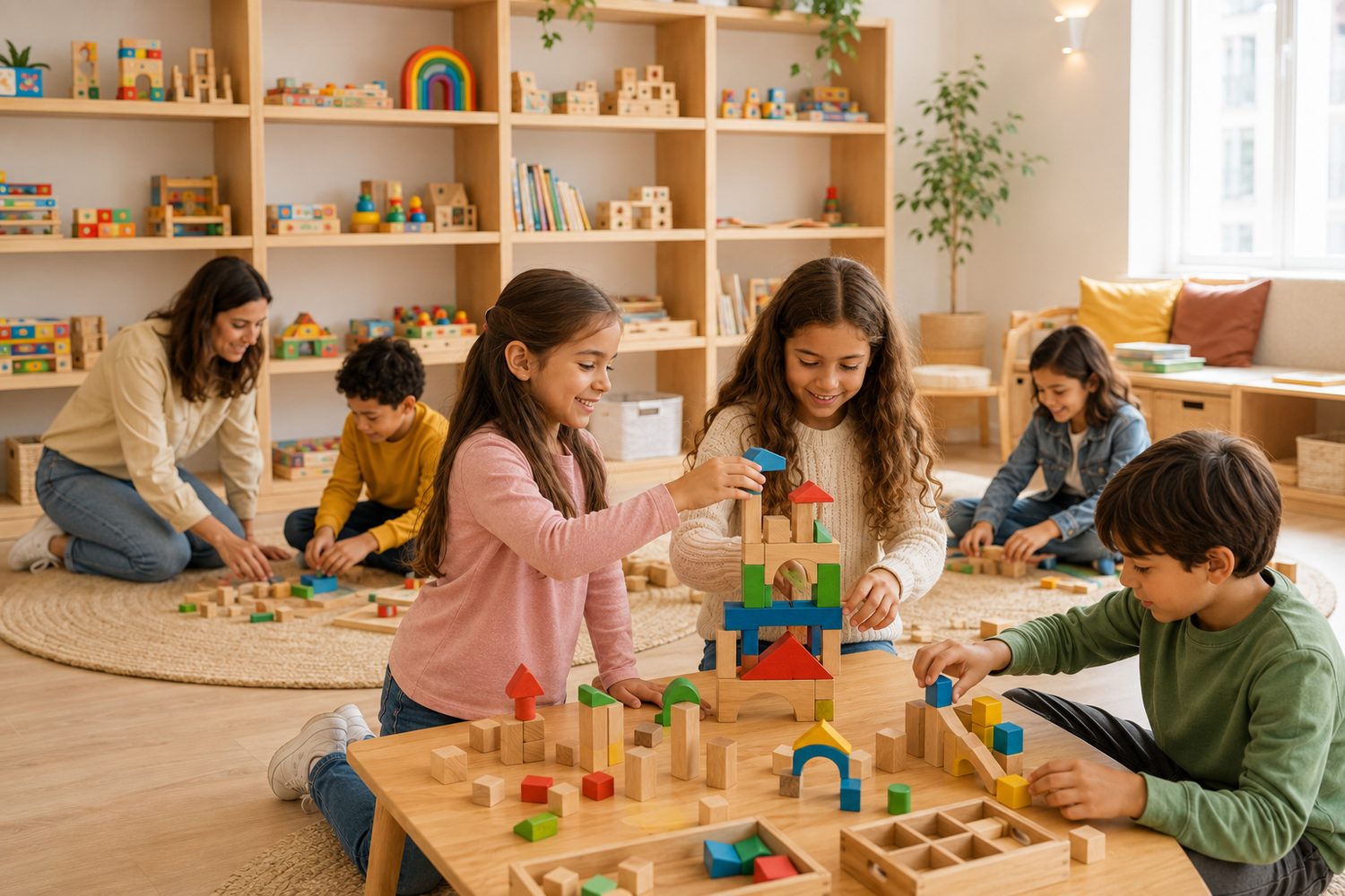 Criancas a construir e a criar com jogos de construcao no Viluiks